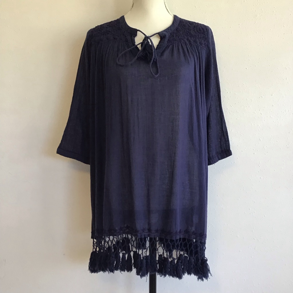 Roller Rabbit Women Elegant Navy Mini Dress XS with Tassels